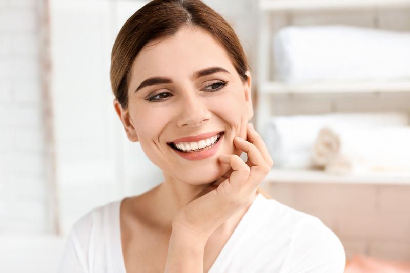 Patient smiling with veneers